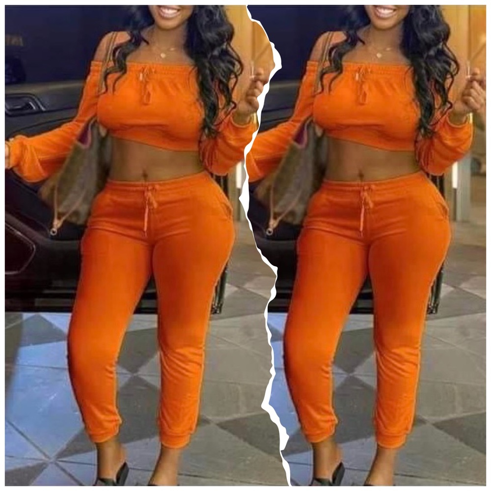 Rust orange 2 piece sweater set